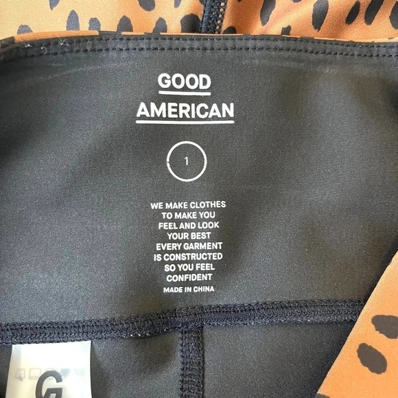 Good American Leggings Womens Small Black Cooper Cheetah High Waist Compression - Picture 10 of 12